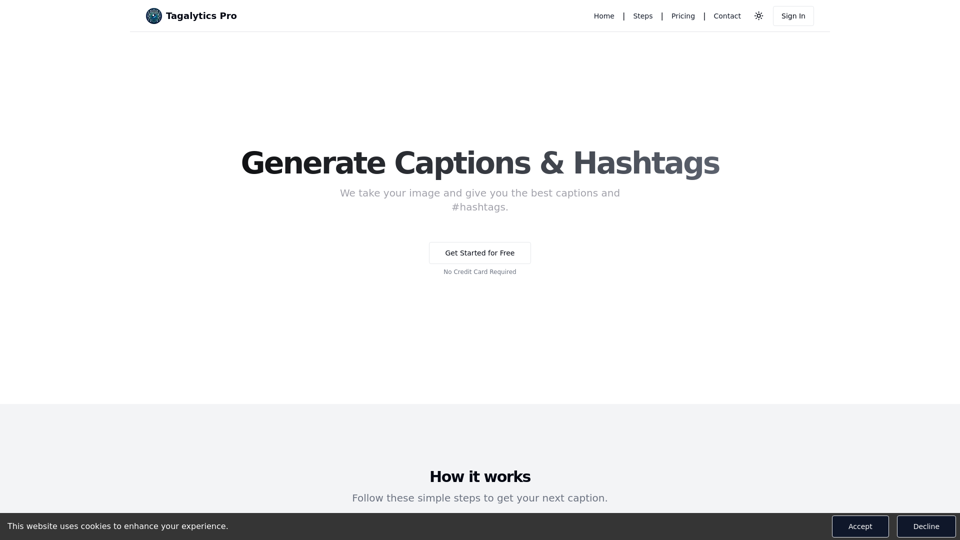 Tagalytics Pro - AI-Driven Caption & Hashtag Generator