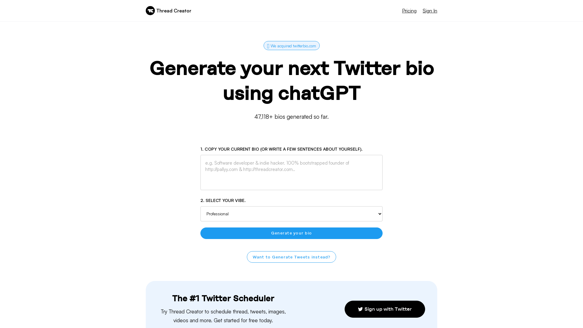 Generate your next Twitter bio using chatGPT