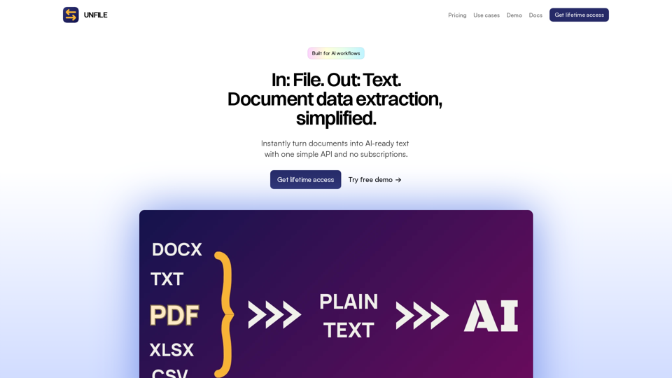 Unfile | Bare-bones document data extraction for AI APIs