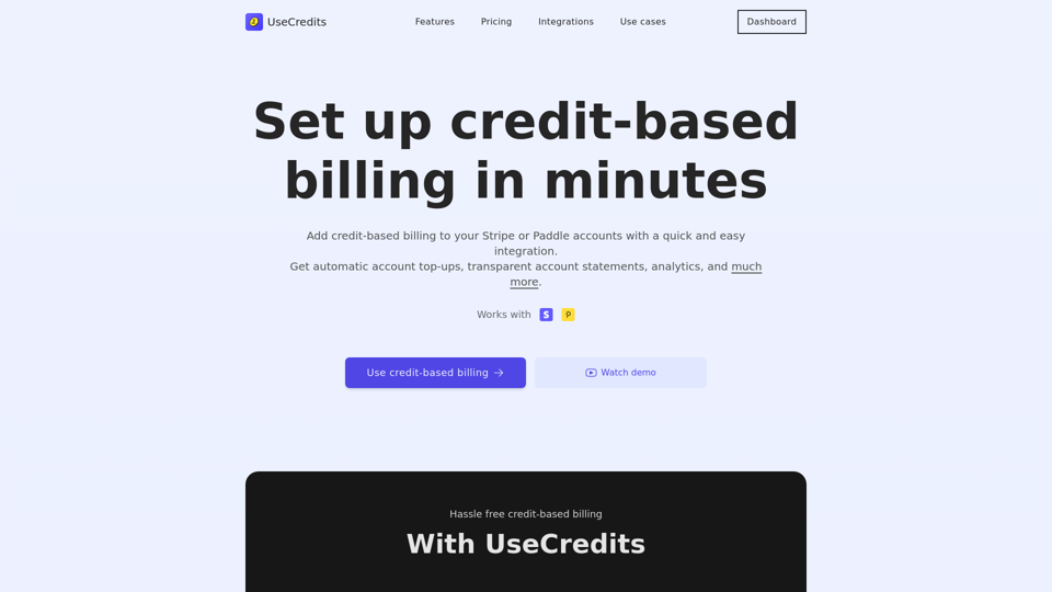 UseCredits - Hassle free credits based billing