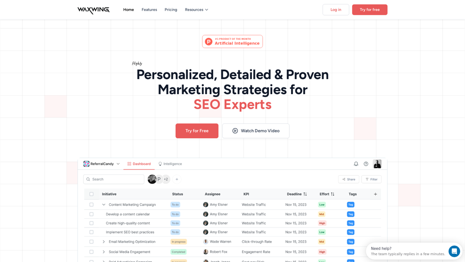 Waxwing - AI powered Project management tool for growth marketers