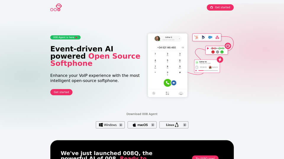 Open Source Softphone | AI Powered | Event-driven | 008 Agent