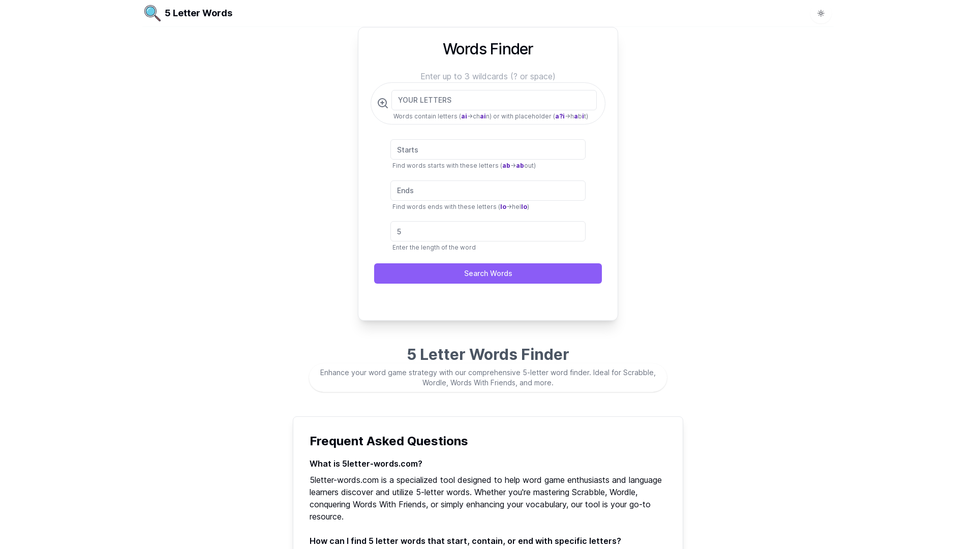 5 Letter Words