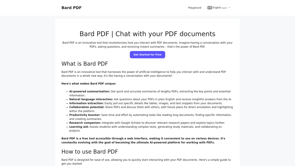 Bard PDF | Chat with your PDF documents - Bard PDF