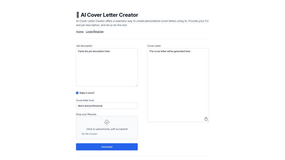 AI Cover Letter Creator