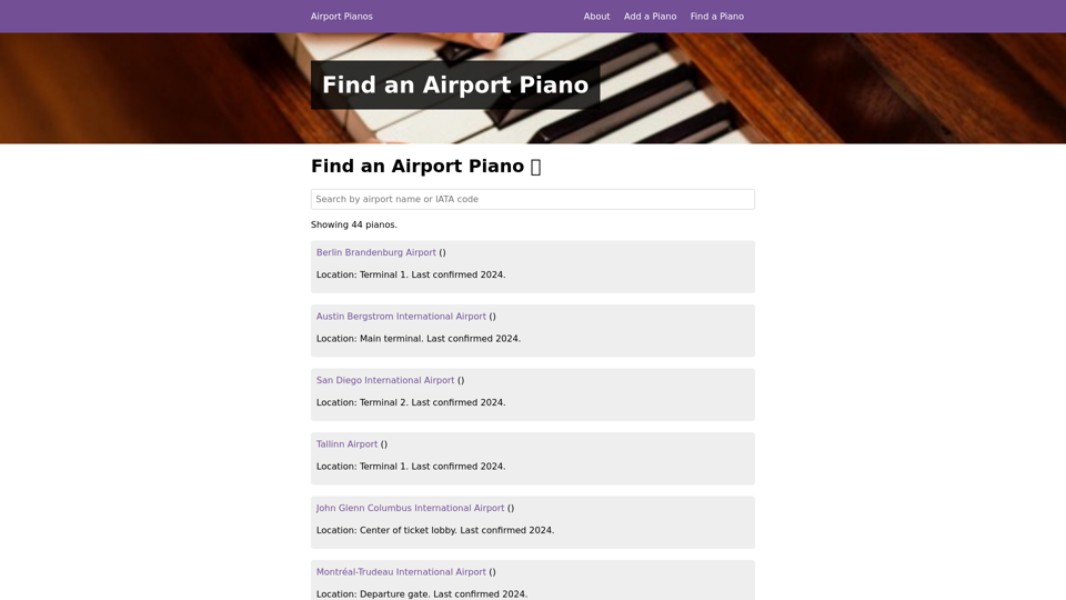 Find an Airport Piano