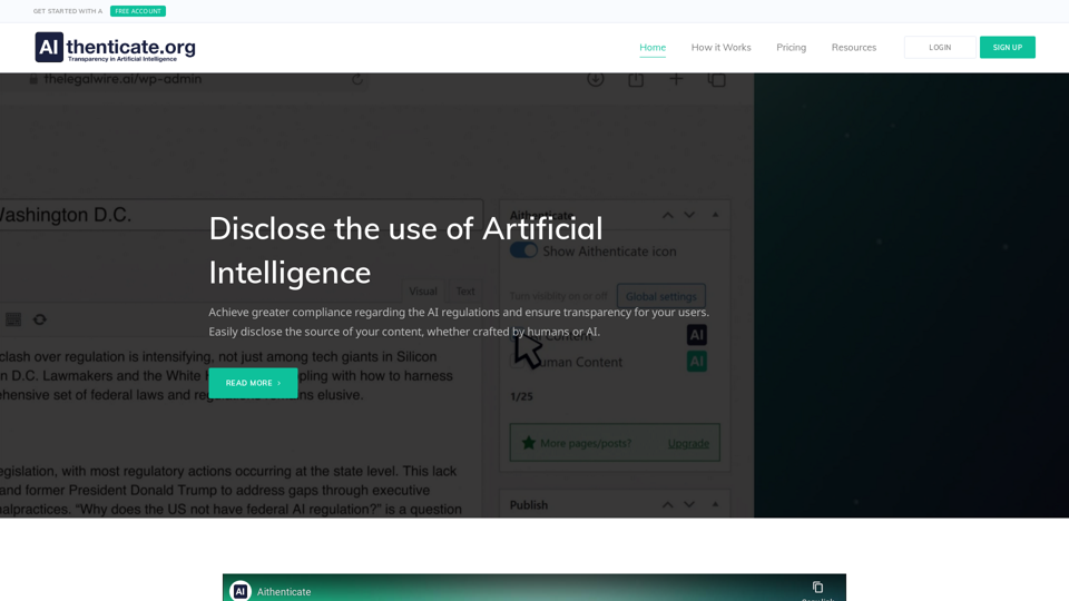 Aithenticate - Transparency in Artificial Intelligence