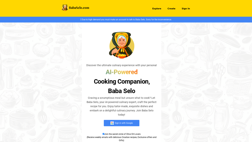 AI Recipe Generator | Baba Selo - Babushka's Love Infused AI-Powered Recipe Assistant for Creative Cooking