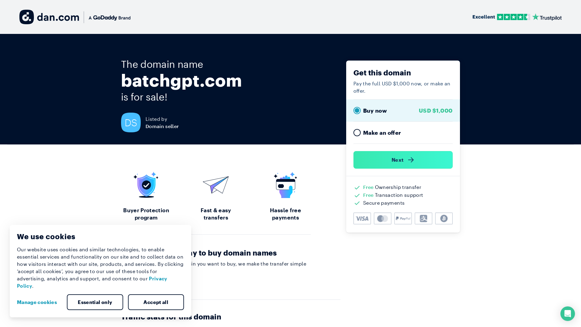 The domain name batchgpt.com is for sale