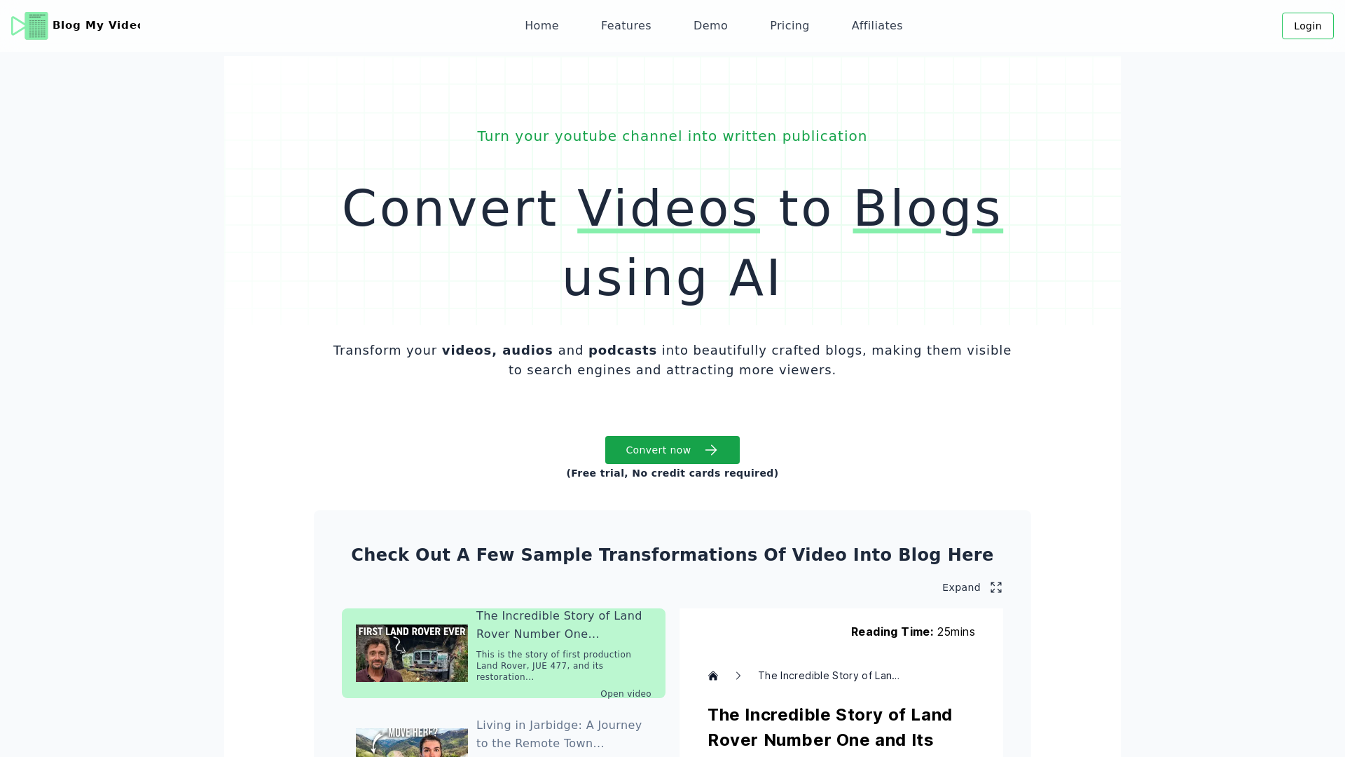 Convert Videos, Audios into Engaging Blog Posts screenshot
