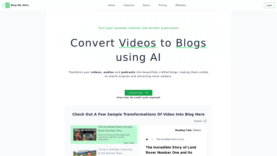 Convert Videos, Audios into Engaging Blog Posts | Blog my video | video to blog | Convert Videos to captivating blog posts