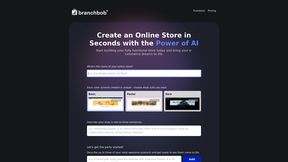 AI-Powered Online Store Builder - branchbob