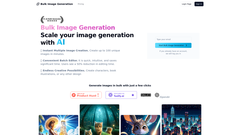 AI-Powered Bulk Image Generation - Instantly Create Up to 100 Images