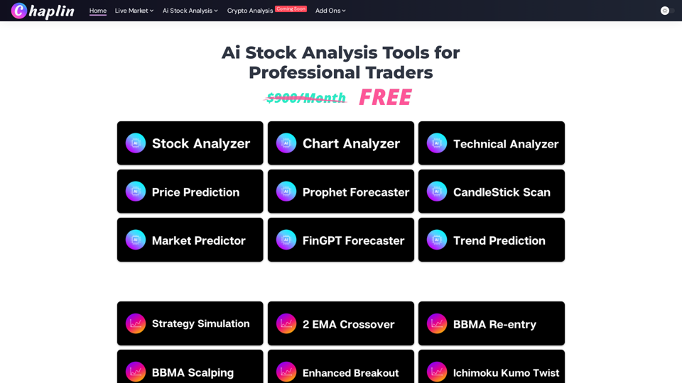 Chaplin – 100% Free AI Based Technical Analysis Tools