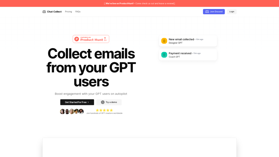 Chat Collect | Collect email addresses from GPT users