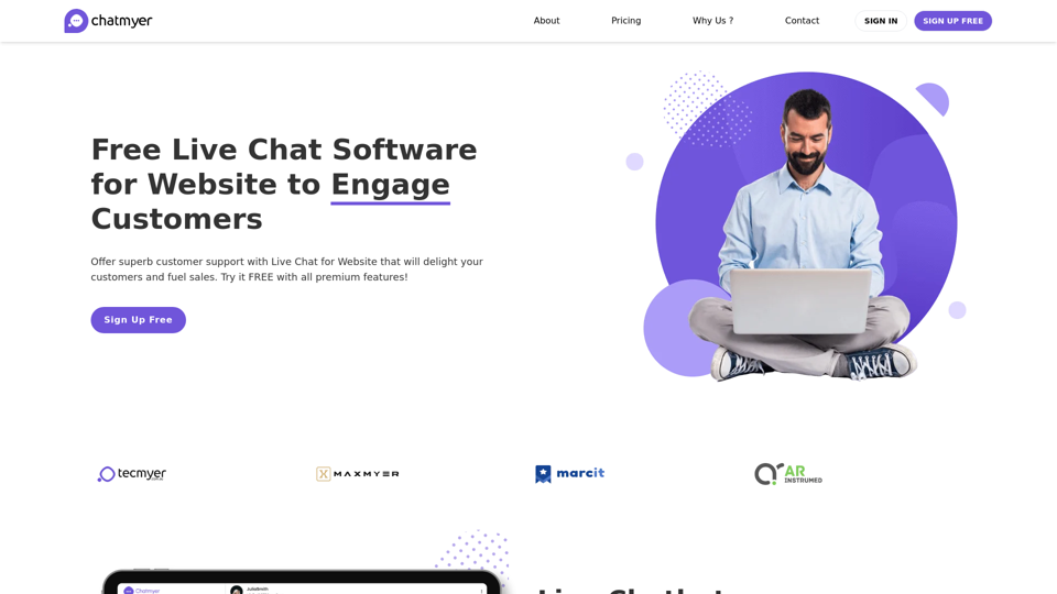 Chatmyer - Platform to connect with customers. Free Live Chat Website