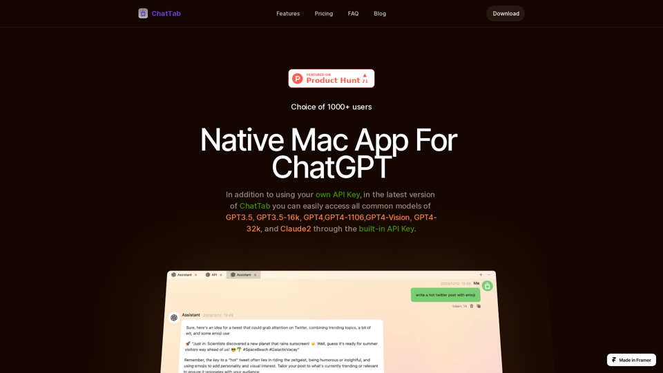 ChatTab -  ChatGPT Desktop App for macOS - Free download