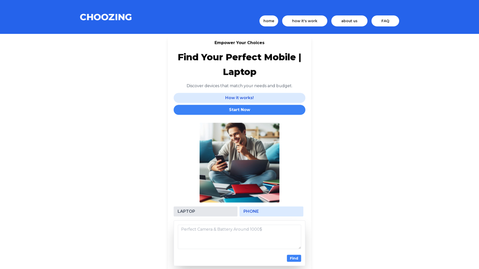 Choozing - Simplifying Laptop & Mobile Selection Based on Your Needs and Budget