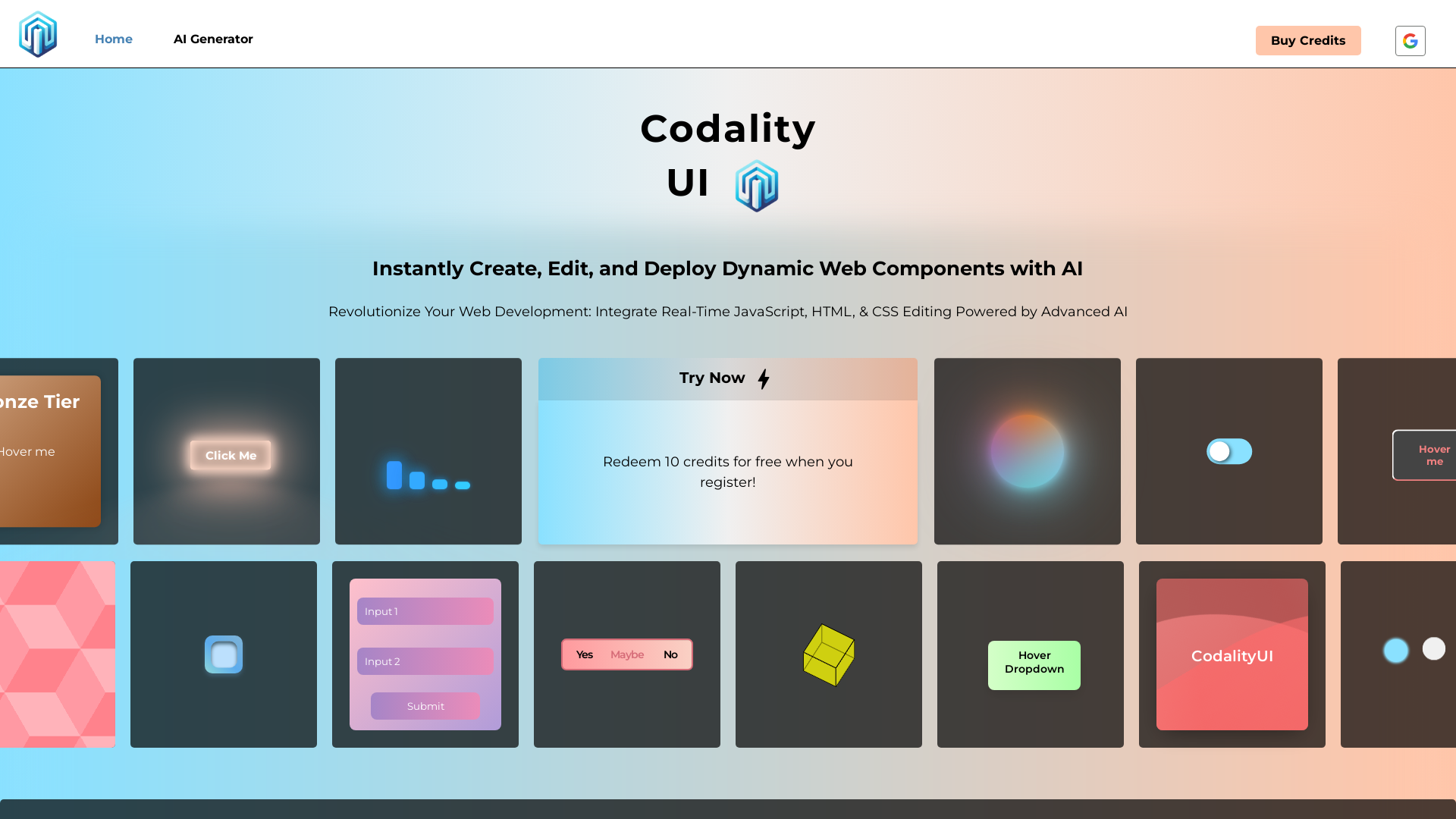 CodalityUI: Instantly Generate, Edit, and Visualize AI
