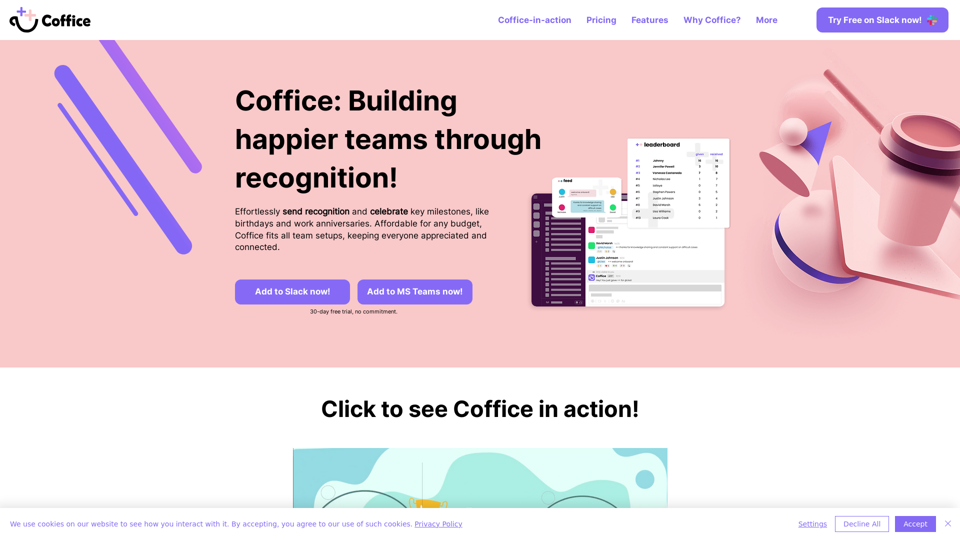 Peer recognition tool screenshot