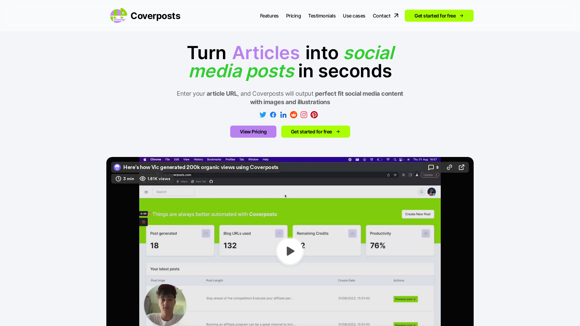 Coverposts screenshot