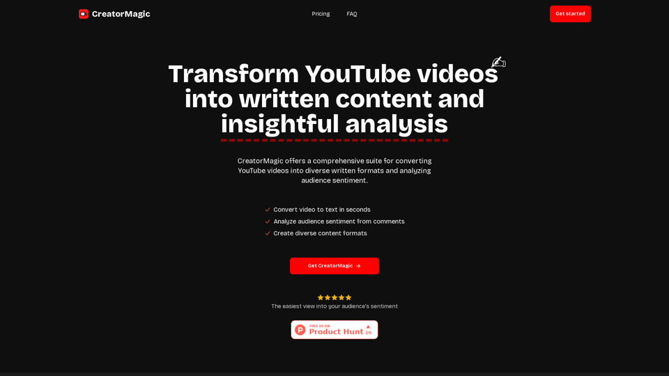 Transform YouTube Videos into Written Content | CreatorMagic