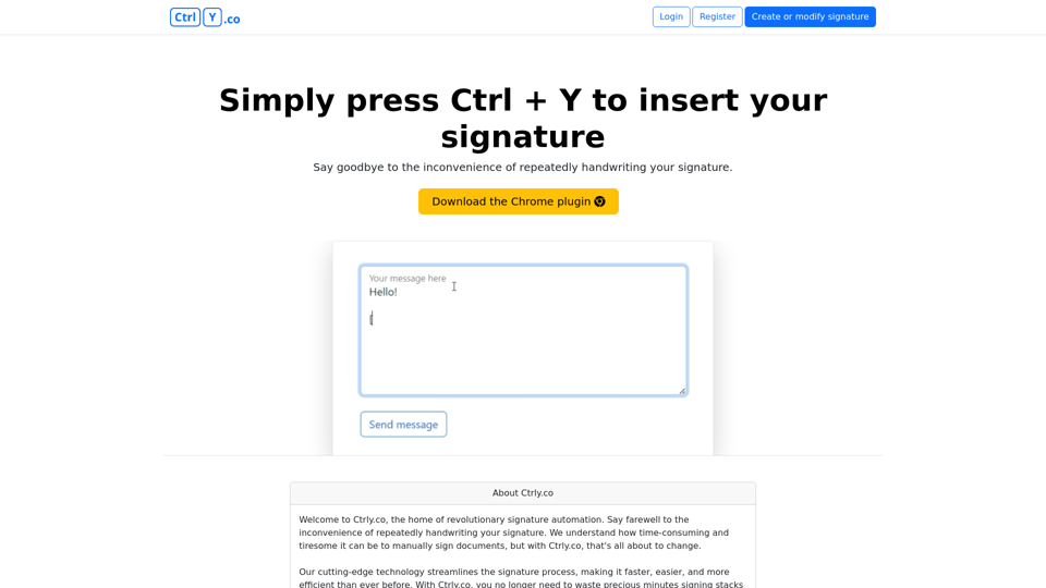 Ctrly.co - Automatically insert my signature by pressing Ctrl + Y