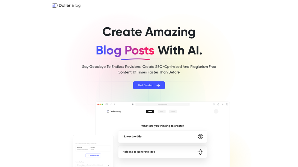 Dollar Blog | Create Amazing Blog Posts | 10X Faster With AI.