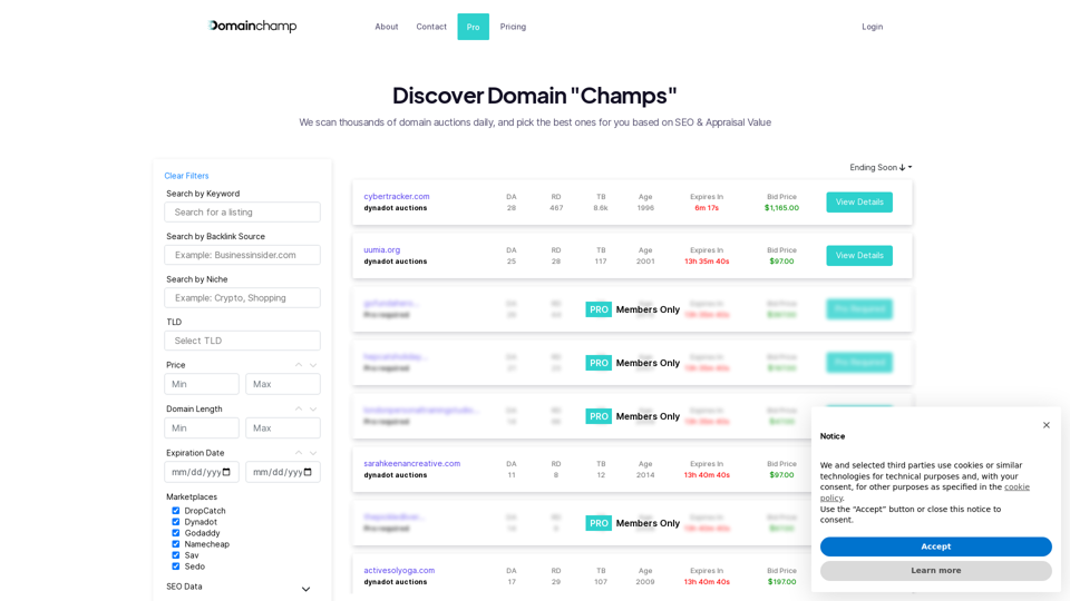 Domainchamp - Discover the best expiring domains right now