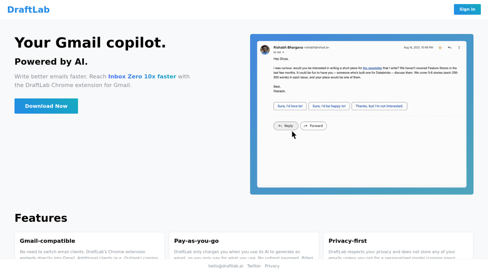 DraftLab: Your AI-powered Gmail copilot to write better emails faster