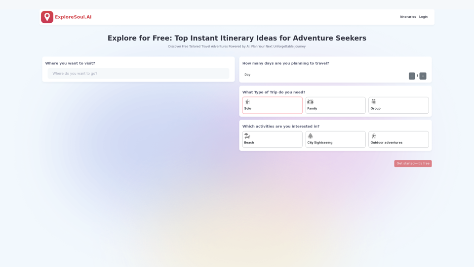 Explore for Free with AI: Custom Travel Itineraries