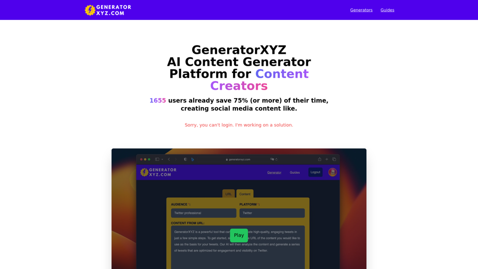 Generator XYZ screenshot