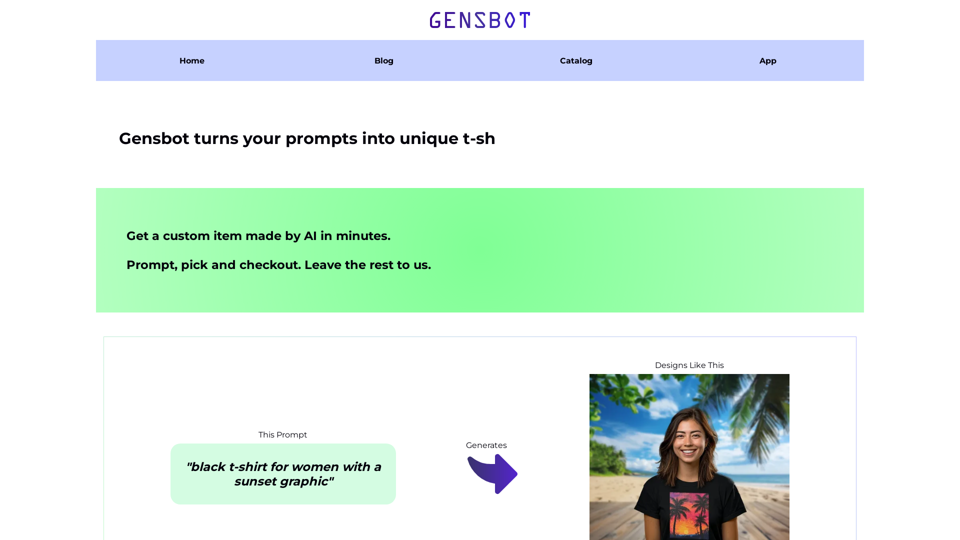 Gensbot Homepage screenshot