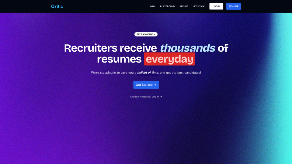 Qritic | Resume ranking for Recruitment nerds