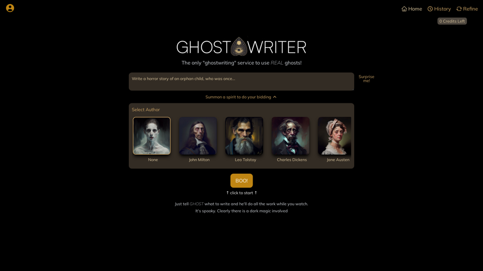 The only "ghostwriting" service to use REAL ghosts!