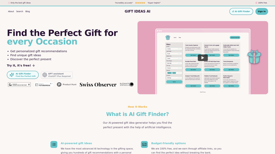 Gift Ideas AI: Free AI Gift Finder & Idea Generator