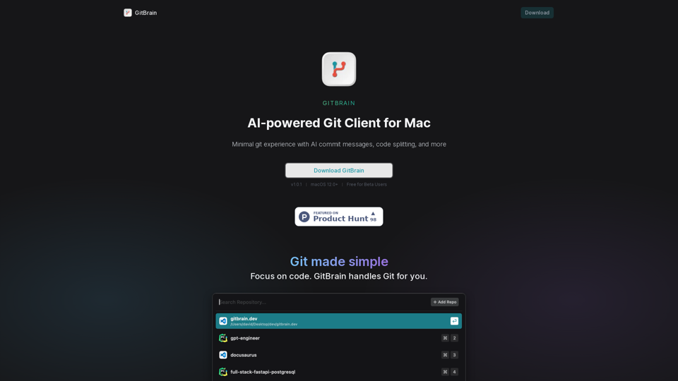 GitBrain | AI-powered Git Client for Mac