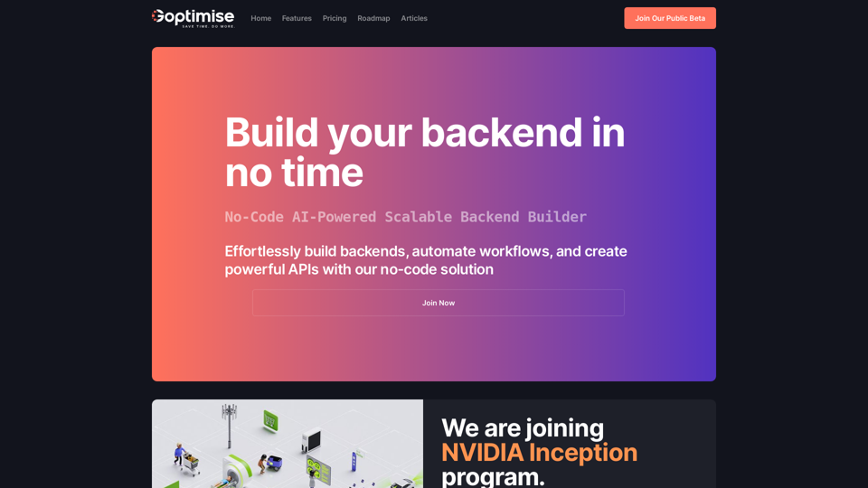 No Code AI Powered Scalable Backend Builder | Goptimise