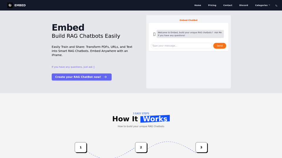 Easily Train and Share: Transform PDFs, URLs, and Text into Smart RAG Chatbots. Embed Anywhere with an iFrame. | Embed