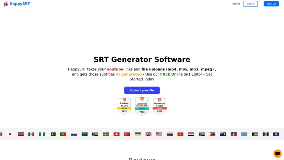 HappySRT | Generate Subtitles & Edit SRT Online Free