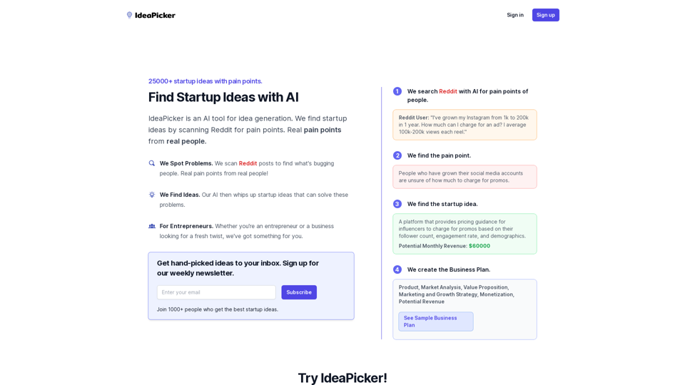 Find Startup Ideas with AI | IdeaPicker