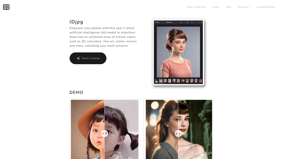 IDjpg, Translate your photo into any style while retaining personal features