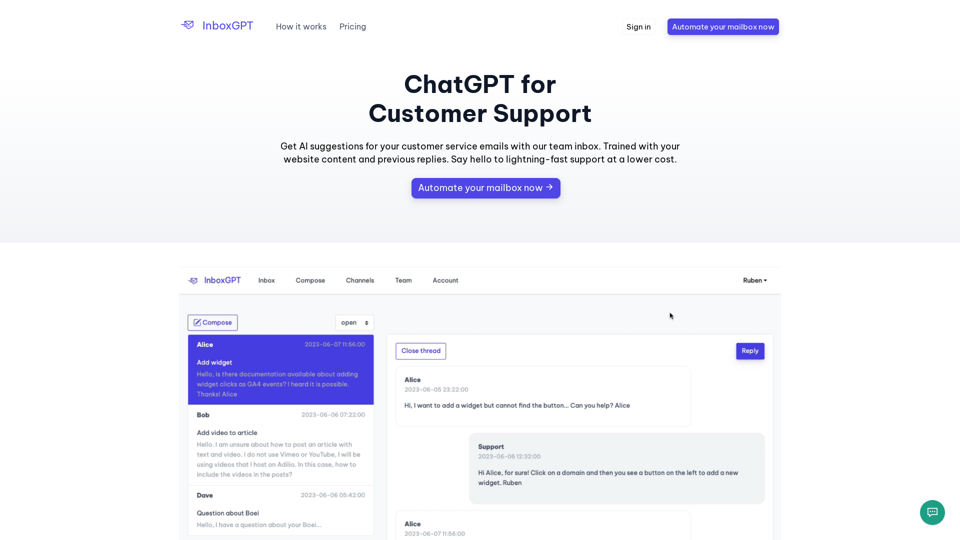 InboxGPT - ChatGPT for your customer support