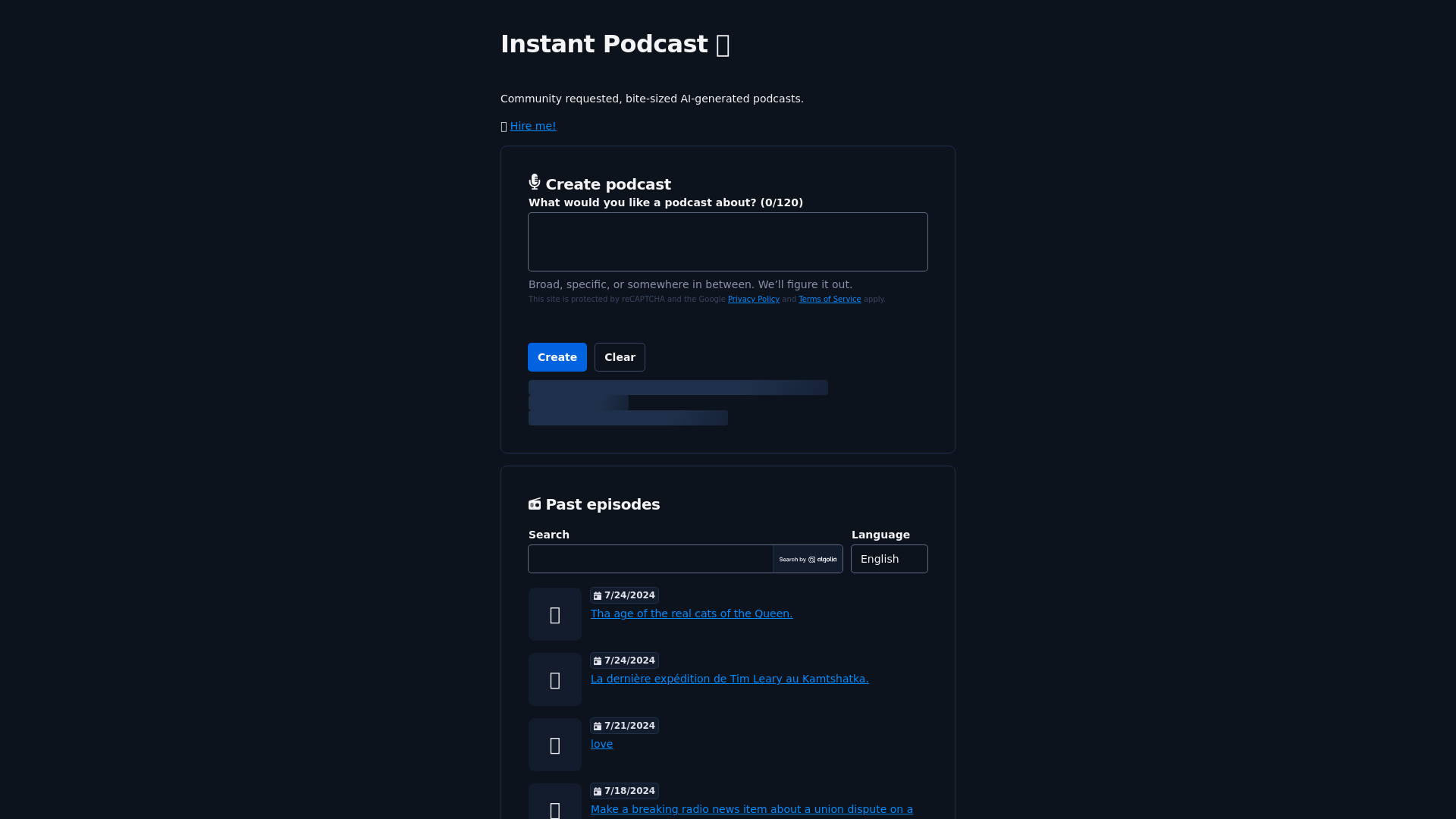 Instant Podcast screenshot