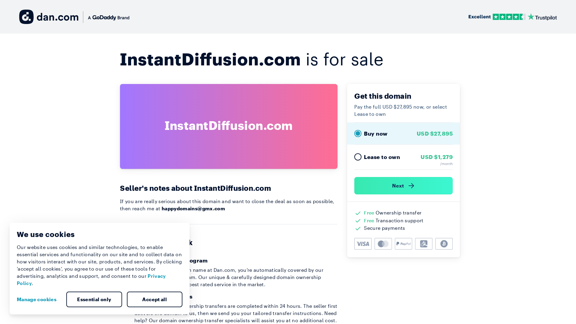 The domain name InstantDiffusion.com is for sale