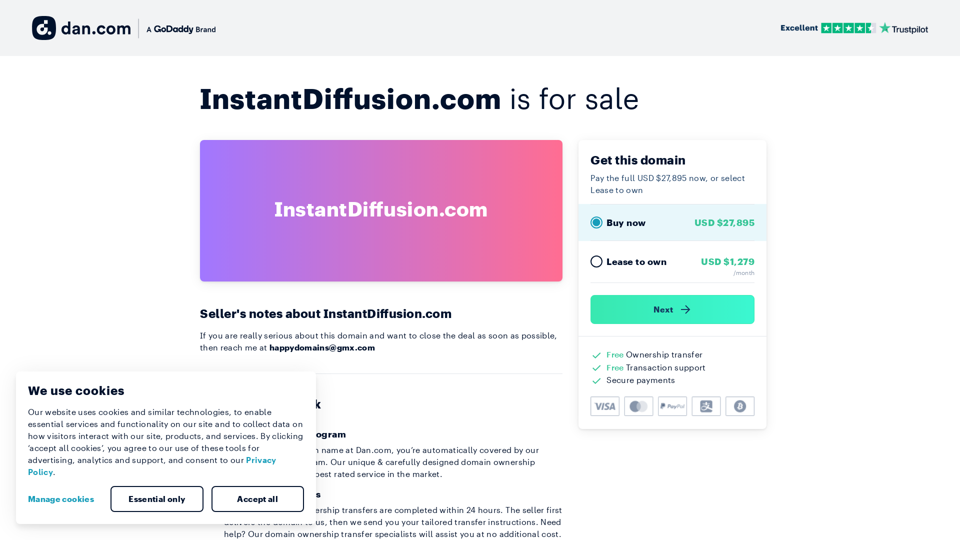 The domain name InstantDiffusion.com is for sale