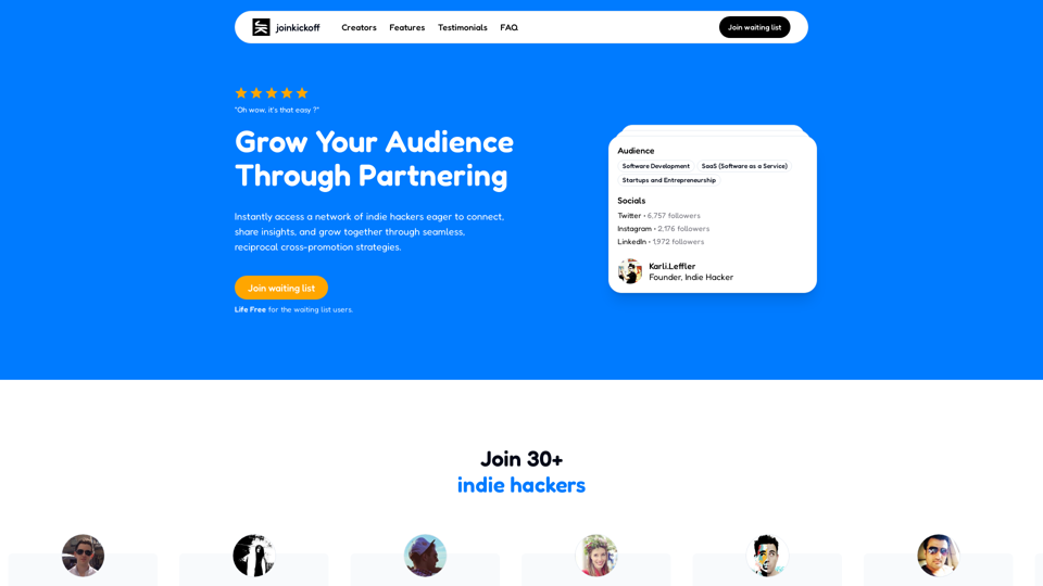 Grow Your Audience with joinkickoff | Connect, Share, and Succeed Together