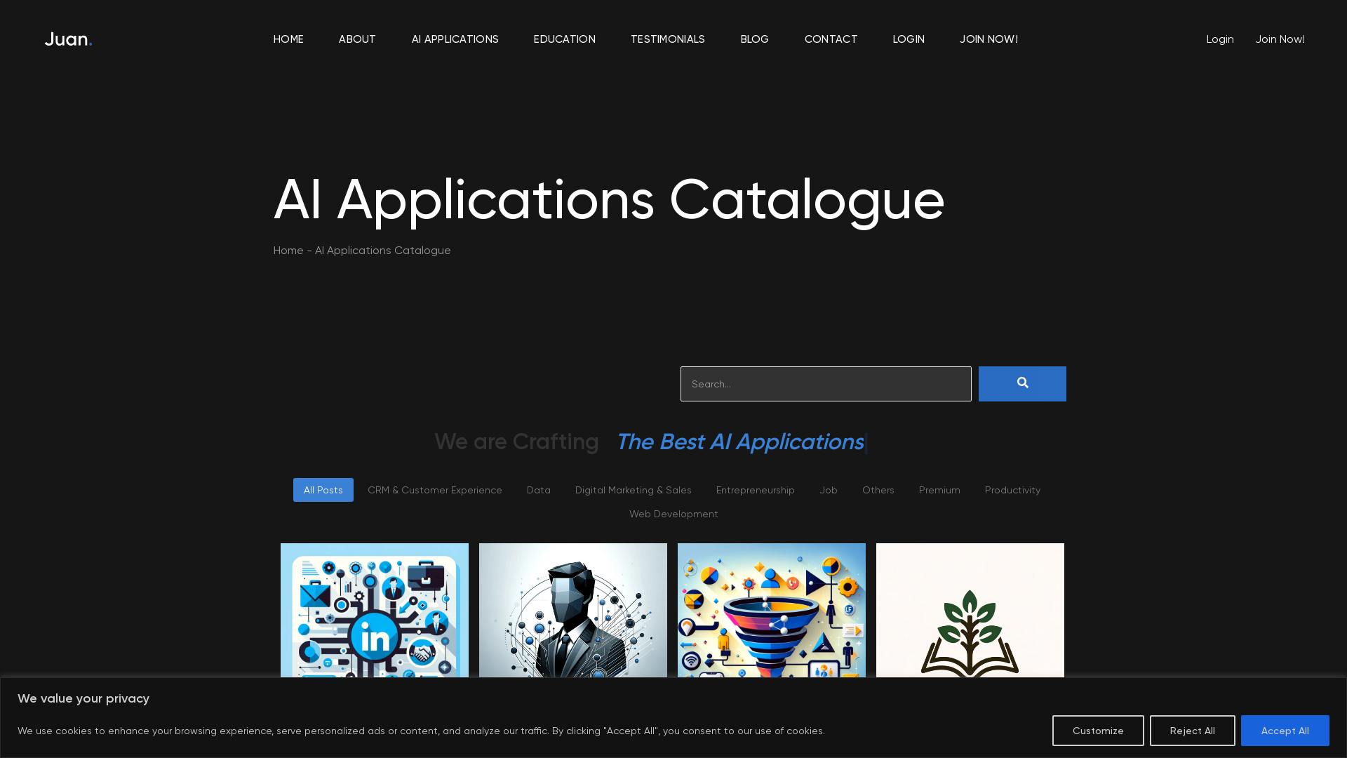 AI Applications Catalogue screenshot