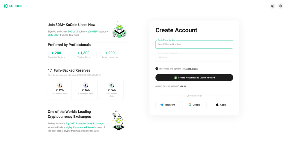 KuCoin screenshot