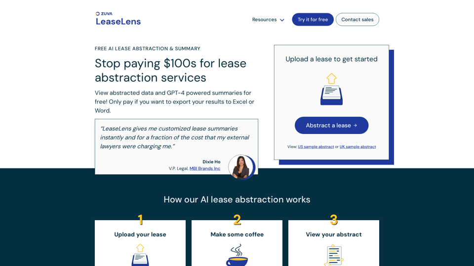 Free AI Lease Abstraction & Summary | LeaseLens